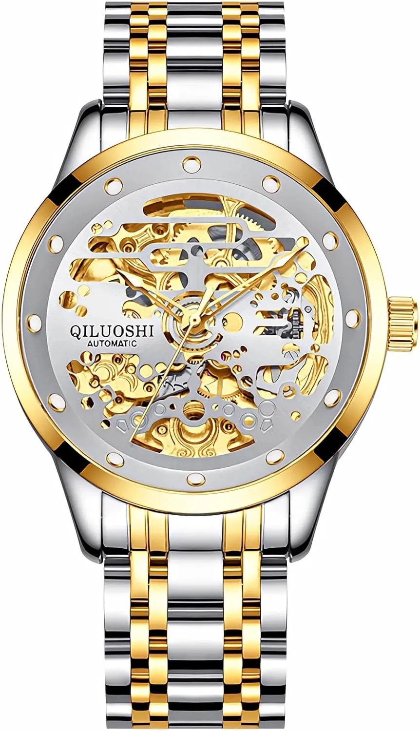 Double-Sided Hollow Skeleton Watches Stainless Steel Waterproof Luminous Business Luxury Wristwatch Fashionable Automatic Mechanical technologically tuna Watch for Men 