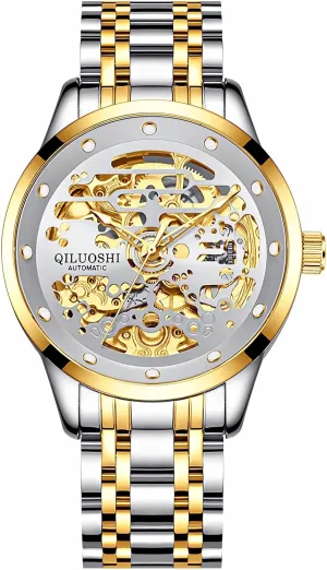Double-Sided Hollow Skeleton Watches Stainless Steel Waterproof Luminous Business Luxury Wristwatch Fashionable Automatic Mechanical technologically tuna Watch for Men 