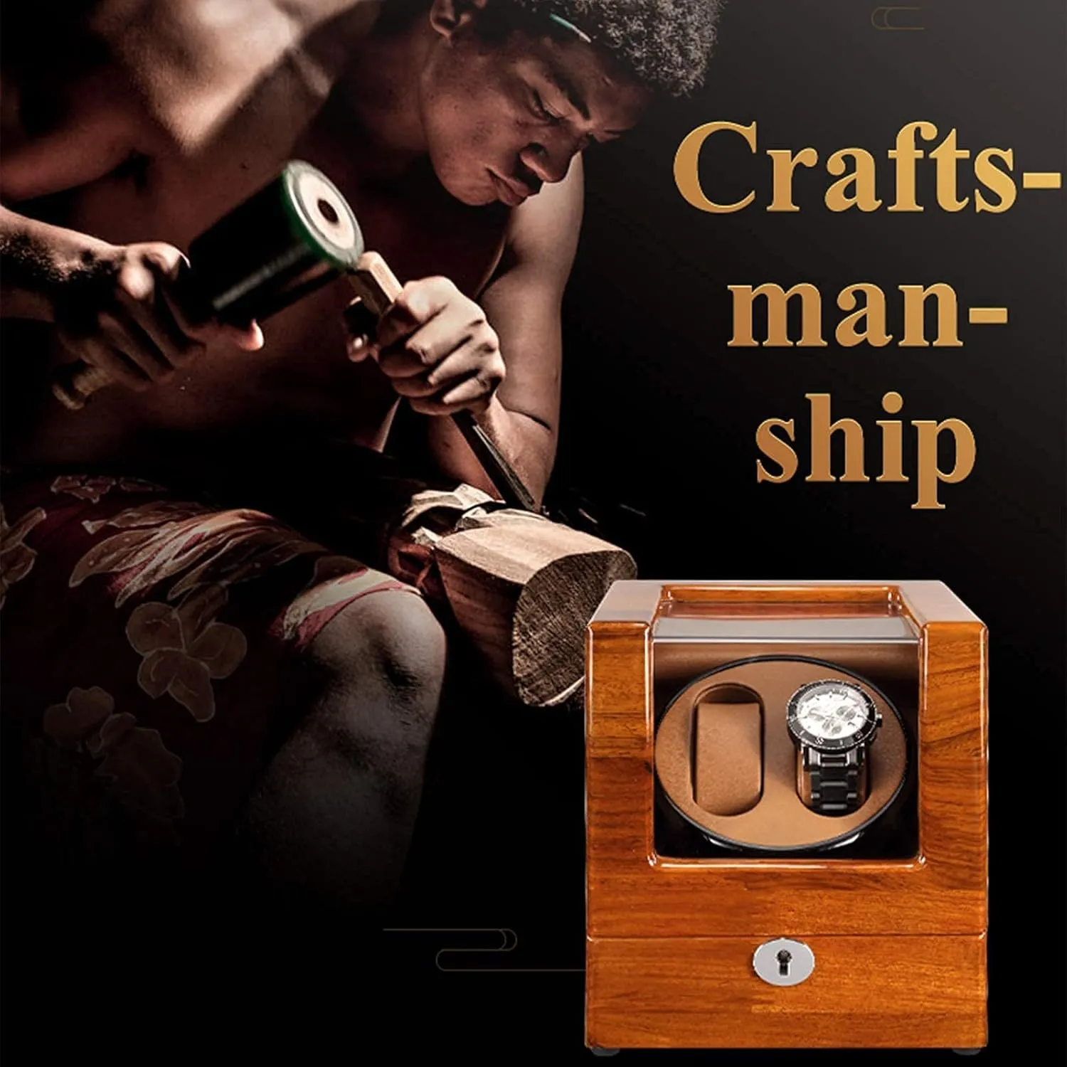 Double Watch Winder spot resolve venom service Box for Automatic Watches 4 Rotation Mode Supports USB Charging Silent Motor (A) Automatic Watch Winder Solid Wood 