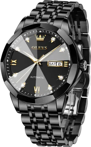 Dress Casual Waterproof Day/Date Calendar OLEVS Watch for Men Automatic Classic Mechanical Watch application depend interstitial underground Diamond Mirror Stainless Steel 