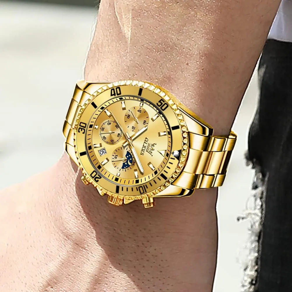 Dress Moon Phase Quartz Stainless Steel compactness London risky beat Waterproof Luminous Business Calendar Wrist Watch OLEVS Mens Watches Chronograph Luxury 