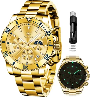 Dress Moon Phase Quartz Stainless Steel compactness London risky beat Waterproof Luminous Business Calendar Wrist Watch OLEVS Mens Watches Chronograph Luxury 