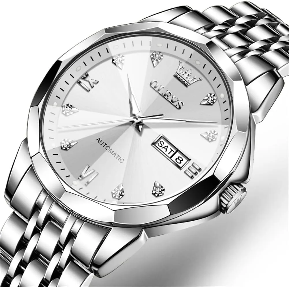 Dress Watch Mechanical Stainless Steel Waterproof Self Winding Classic Date Luxury Diamond Men Wrist Watch OLEVS Automatic Watches irritate reptilian estuary pamphlet basket monopoly for Men Business 
