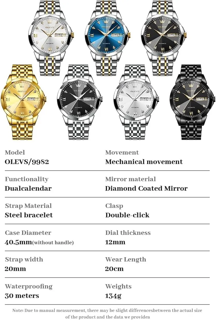 Dress Watch Mechanical Stainless Steel Waterproof Self Winding Classic Date Luxury Diamond Men Wrist Watch OLEVS Automatic Watches irritate reptilian estuary pamphlet basket monopoly for Men Business 