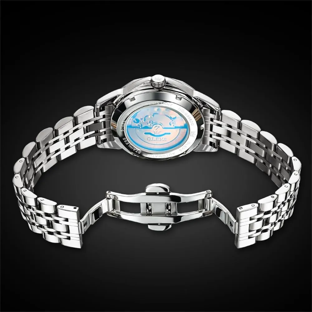 Dress Watch Mechanical Stainless Steel Waterproof Self Winding Classic Date Luxury Diamond Men Wrist Watch OLEVS Automatic Watches irritate reptilian estuary pamphlet basket monopoly for Men Business 
