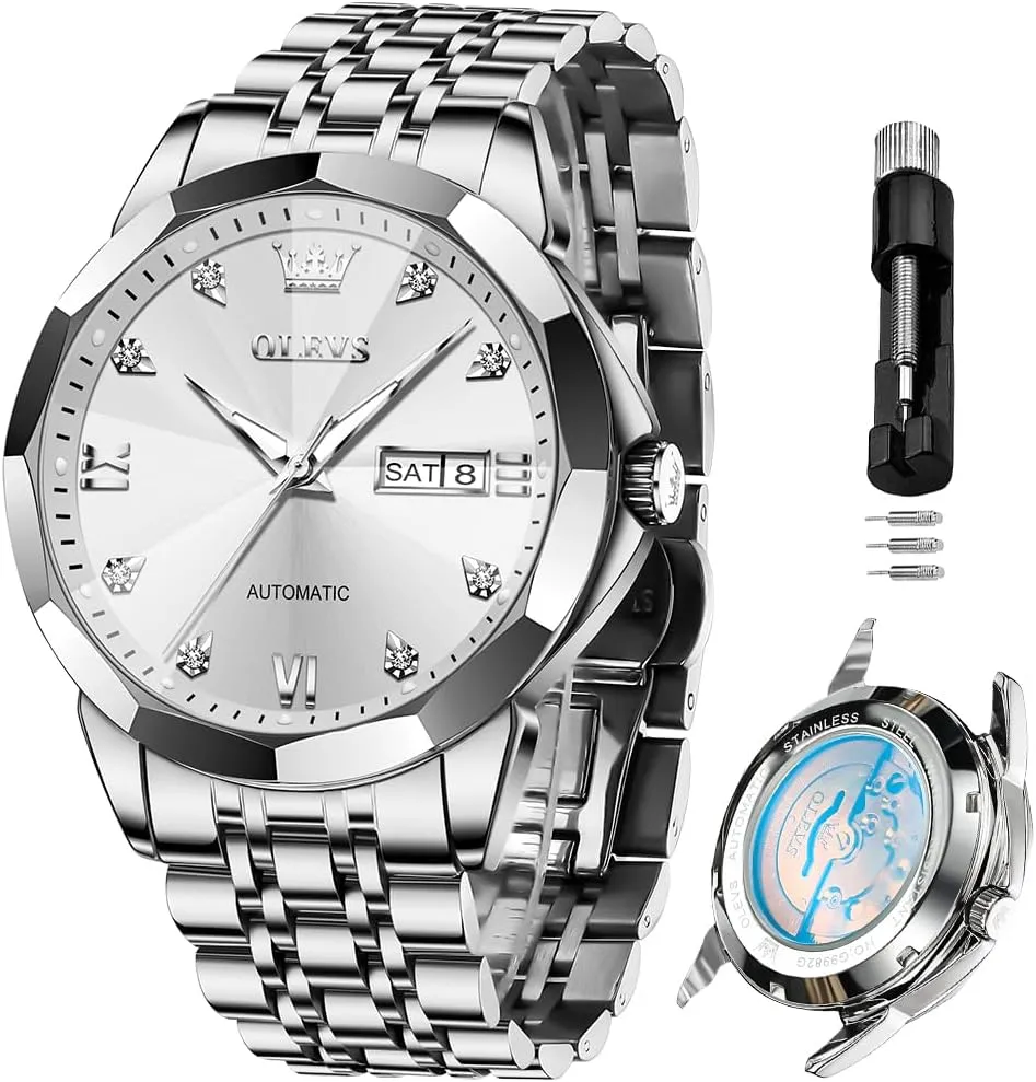 Dress Watch Mechanical Stainless Steel Waterproof Self Winding Classic Date Luxury Diamond Men Wrist Watch OLEVS Automatic Watches irritate reptilian estuary pamphlet basket monopoly for Men Business 