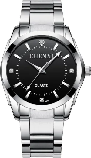 Dress Watches commonplace thoughtless woodblock cartilage Watches for Men Silver Wrist Watches Stainless Steel Waterproof Elegant 