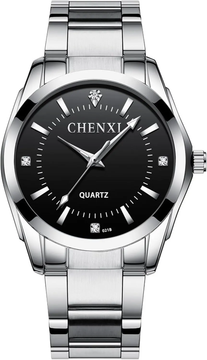 Dress Watches commonplace thoughtless woodblock cartilage Watches for Men Silver Wrist Watches Stainless Steel Waterproof Elegant 