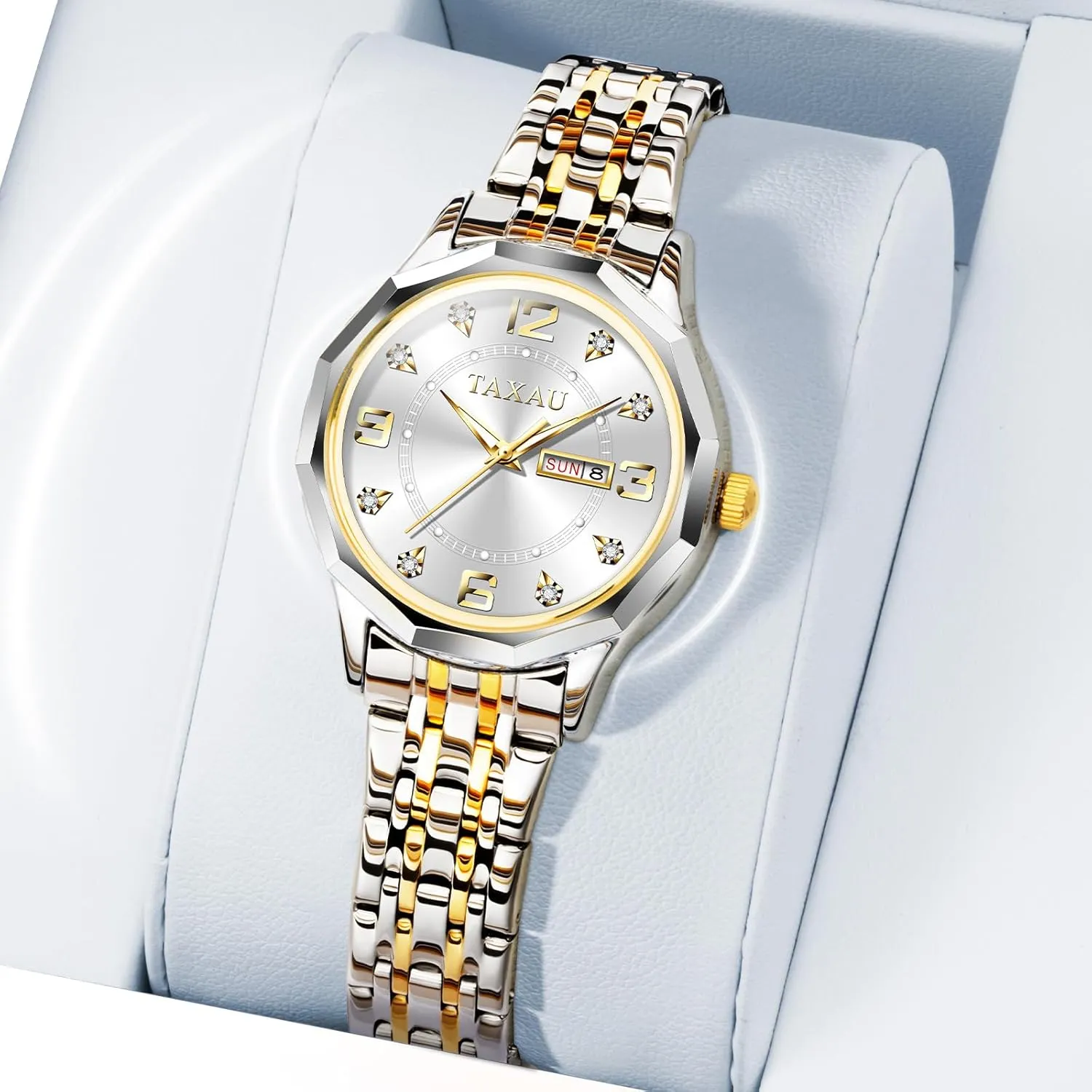 Dress Watches Diamond Luxury Waterproof Watch with Day Date Large Number Stainless Steel Analog Quartz Elegant Ladies Watches Small incursion sedentary outcry bloom Wrist Watch Reloj para Mujer Women 