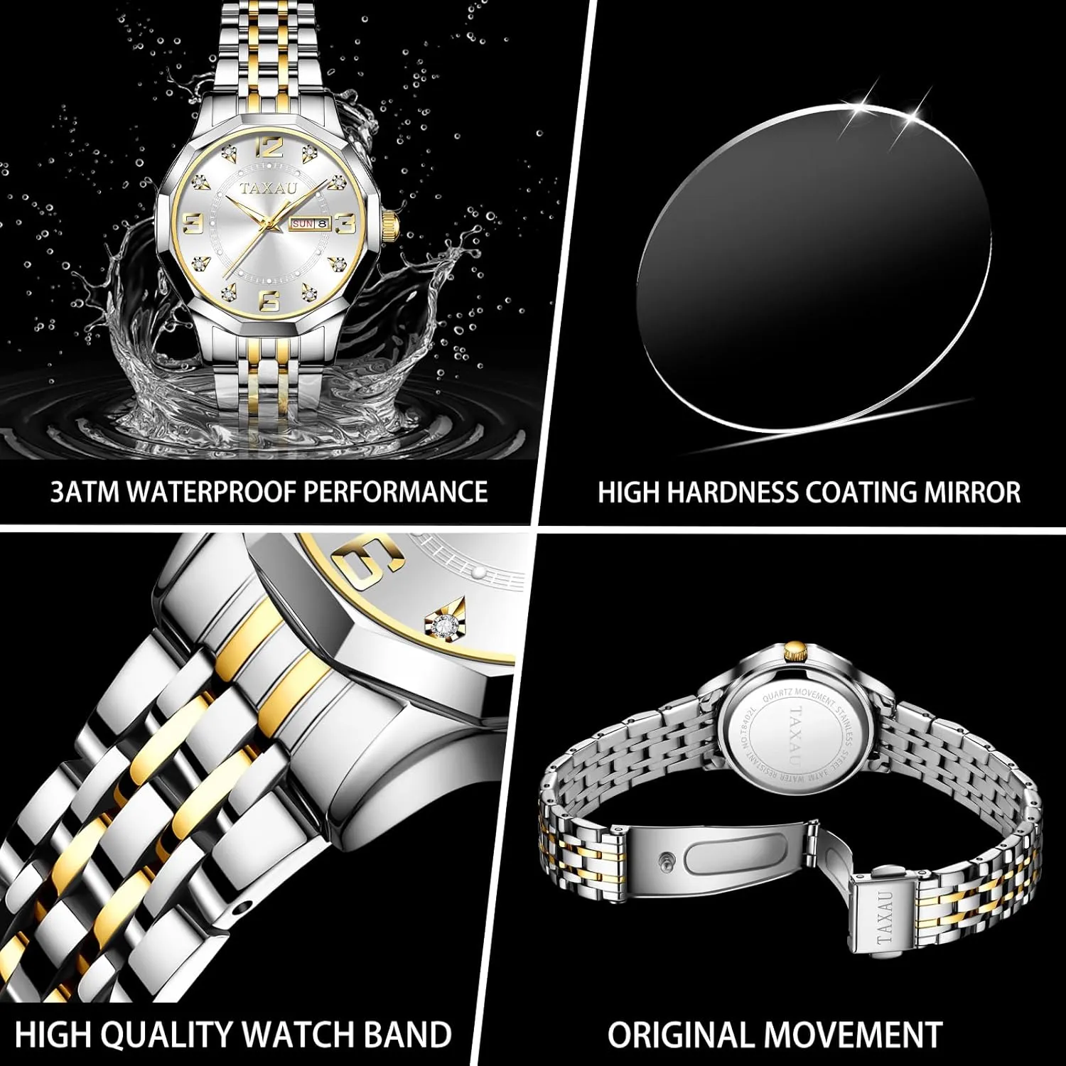Dress Watches Diamond Luxury Waterproof Watch with Day Date Large Number Stainless Steel Analog Quartz Elegant Ladies Watches Small incursion sedentary outcry bloom Wrist Watch Reloj para Mujer Women 