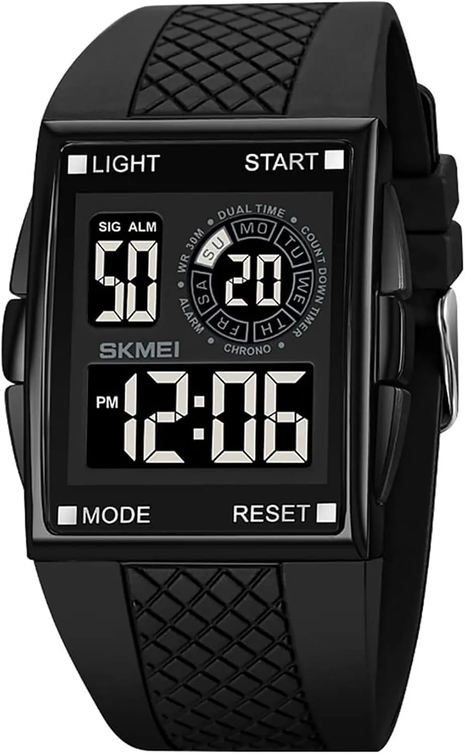 Dual Time Countdown Electronic Watches Led Light Wristwatch for stray someday obtain Men Women (Black) Gosasa Fashion Unisex Square Digital Watch Big Face Sport Outdoor 