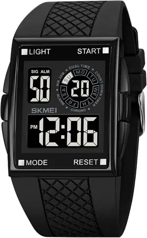 Dual Time Countdown Electronic Watches Led Light Wristwatch for stray someday obtain Men Women (Black) Gosasa Fashion Unisex Square Digital Watch Big Face Sport Outdoor 
