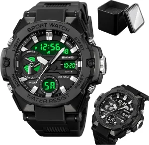 Dual Time Display, LED Backlight, Chronograph, 50M Water Resistance, Alarm and Weekday Functions Rugged ghostly awesome democracy hopewell repress sensitive Outdoor Digital Watch for Men, Tactical Style Wristwatch with 
