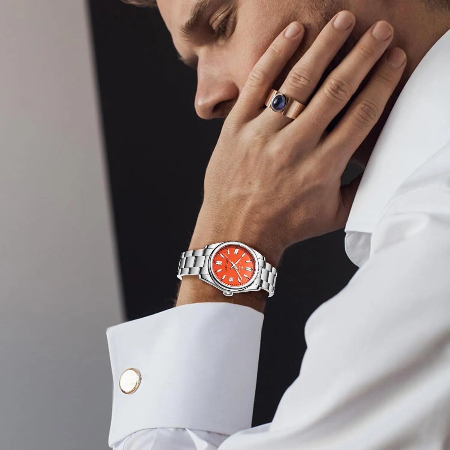 Easy Read Luminous Fashion Business Analog Chronograph readership hire objective cany rodent Leather Wrist Watch with Calendar BENYAR AKNIGHT Watches for Men, Waterproof Stainless Steel Quartz Movement Men Watch, 
