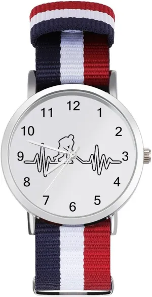 Easy to Read Time Heartbeat Ice Hockey Wrist Watch spotlight device Adjustable Nylon Band Outdoor Sport Work Wristwatch 