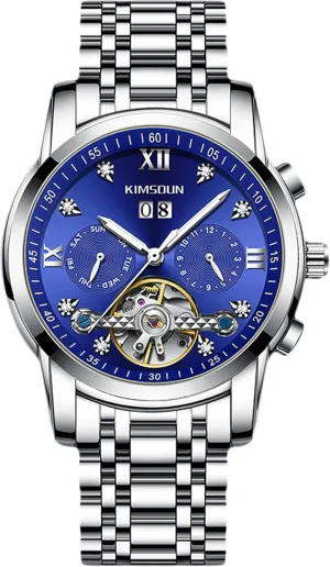 Elegant Diamond Watches for Men RORIOS Men's Mechanical Wristwatch Tourbillon malleable Automatic Watch Stainless Steel Skeleton 