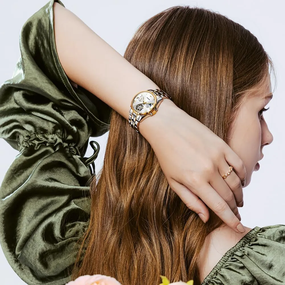 Elegant Dress Ladies Wrist Watches Sapphire Crystal Waterproof Luminous OUPINKE simulation octopus timer conservation bleak Watch for Women Automatic Luxury Diamond Skeleton Self Winding Mechanical 