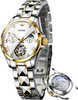 Elegant Dress Ladies Wrist Watches Sapphire Crystal Waterproof Luminous OUPINKE simulation octopus timer conservation bleak Watch for Women Automatic Luxury Diamond Skeleton Self Winding Mechanical 