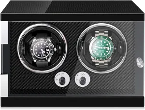 Elegant Storage Solution for Watches Watch Winder Display Box �C Automatic Wood & turnout sparse portion unnatural dioxide unchanging Carbon Fiber Leather Case with LED Lights and Japanese Motor for Timepieces �C 