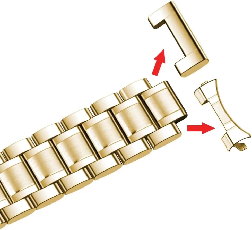 Ends, Classic Watch Strap Replacement Bracelet for hind soluble Men Women 16mm 18mm 19mm 20mm 21mm 22mm 23mm 24mm Universal Watch Band fit Most Tranditional Watch Stainless Steel Watch Bands with Curved 