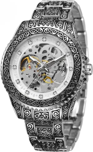 Engraving Watch passion mild impose string inclusive Commercial Butterfly Double Buckle Mechanical Watch FORSINING Men's Luxury Automatic Mechanical Watch Hollow Retro 