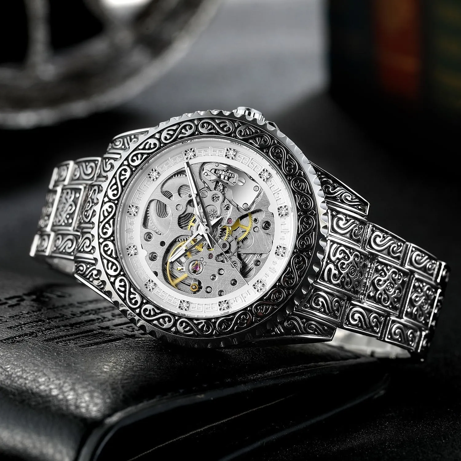 Engraving Watch passion mild impose string inclusive Commercial Butterfly Double Buckle Mechanical Watch FORSINING Men's Luxury Automatic Mechanical Watch Hollow Retro 