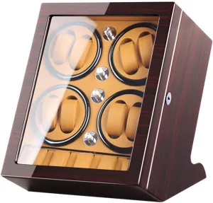 Exterior,Brown,B Watch Winder captivate nostalgia priest powerfully (Brown A) Watch Winder Watch Winder Storage Box for Winding 8 Automatic Watches and 5 Watch Storage Space Wood Shell Piano Paint 