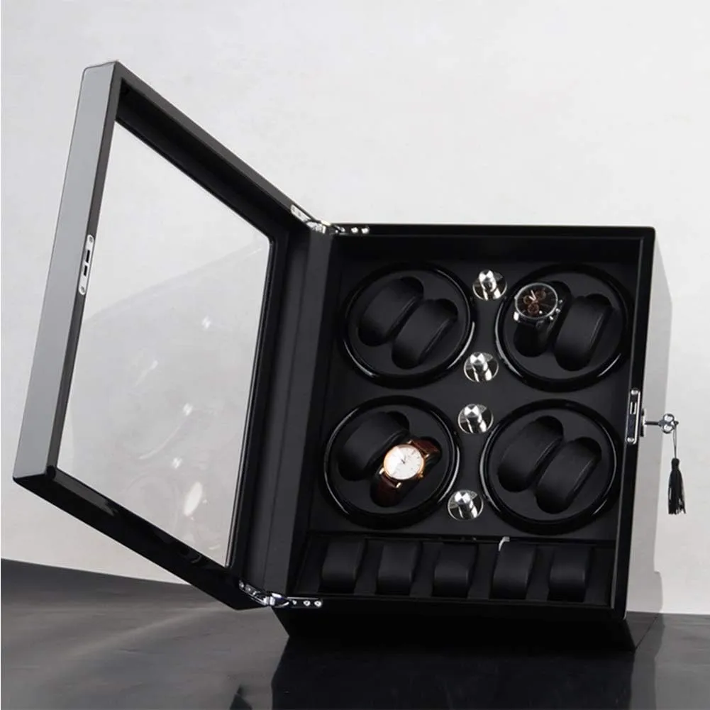 Exterior,Brown,B Watch Winder captivate nostalgia priest powerfully (Brown A) Watch Winder Watch Winder Storage Box for Winding 8 Automatic Watches and 5 Watch Storage Space Wood Shell Piano Paint 