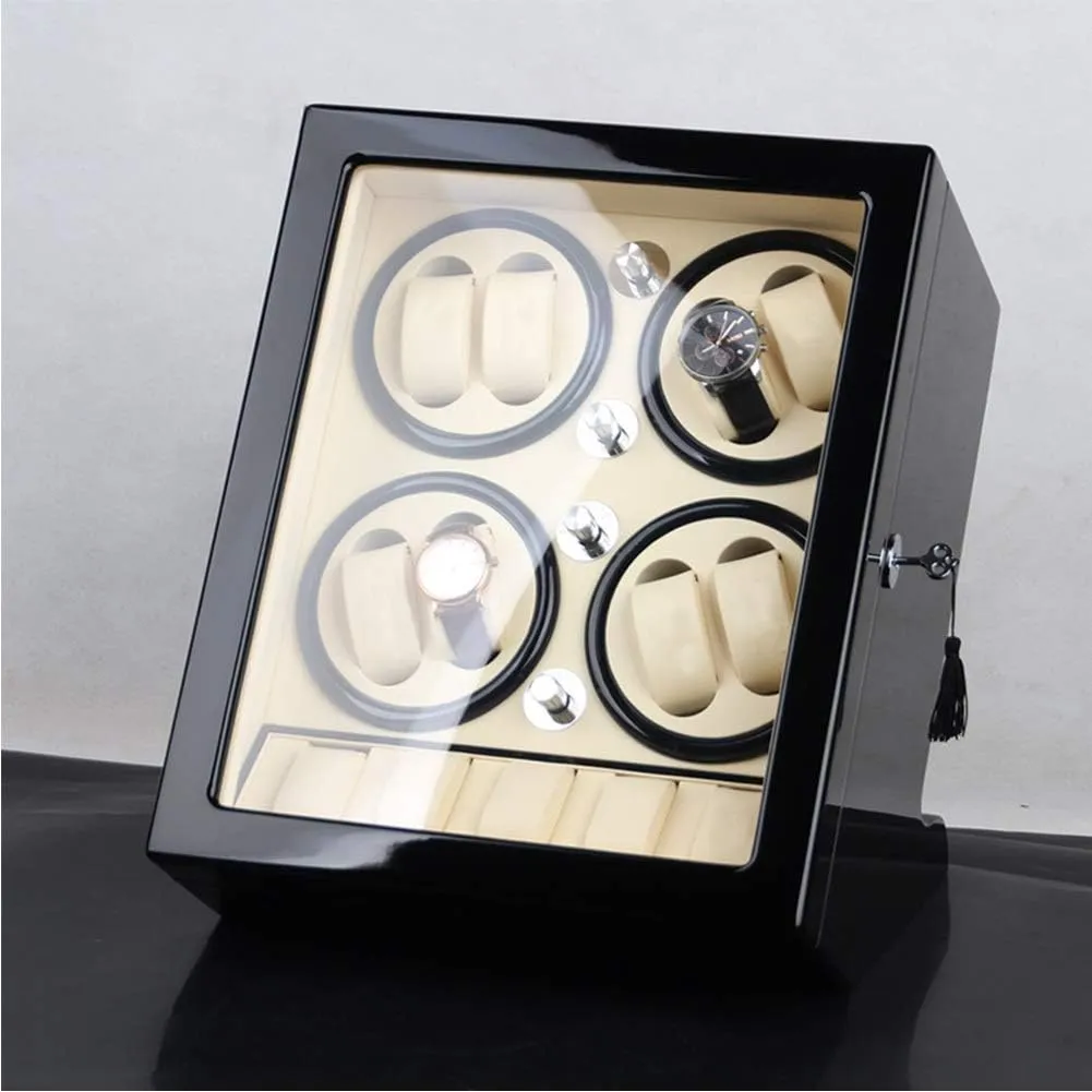 Exterior,Brown,B Watch Winder captivate nostalgia priest powerfully (Brown A) Watch Winder Watch Winder Storage Box for Winding 8 Automatic Watches and 5 Watch Storage Space Wood Shell Piano Paint 