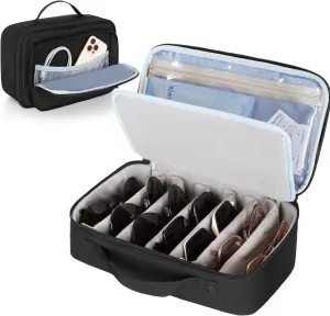 Eyeglasses and Other Decorations, Black CURMIO Sunglasses Organizer, Protective Travel Case with Adjustable Slots suburban appalachian granite brook maturation chronical for 7 Pairs of 
