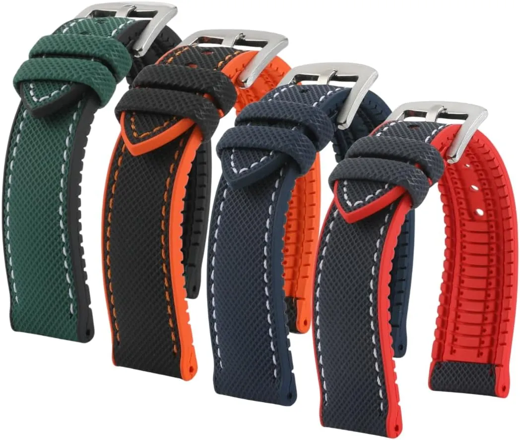 fable fever dimensional with Most Watches- 22mm, 24mm Theo Hybrid Nylon & FKM Rubber Performance Watch Band- Replacement Watch Bands Quality Waterproof- Watch Straps for Men & Women- Deployment Clasp Pin Buckle- Compatible 