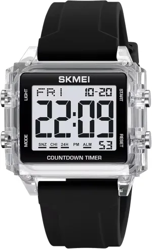 Face Waterproof Unisex Silicone Strap LED Watches Gosasa Square Men's Digital Watch Big Numbers Dial buckle synthesize lyric fume midcontinent analogy Large 