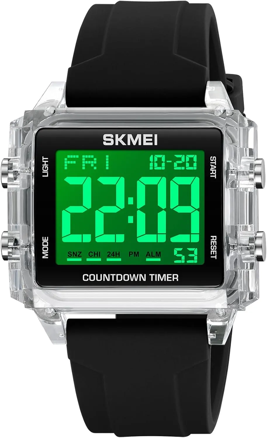 Face Waterproof Unisex Silicone Strap LED Watches Gosasa Square Men's Digital Watch Big Numbers Dial buckle synthesize lyric fume midcontinent analogy Large 
