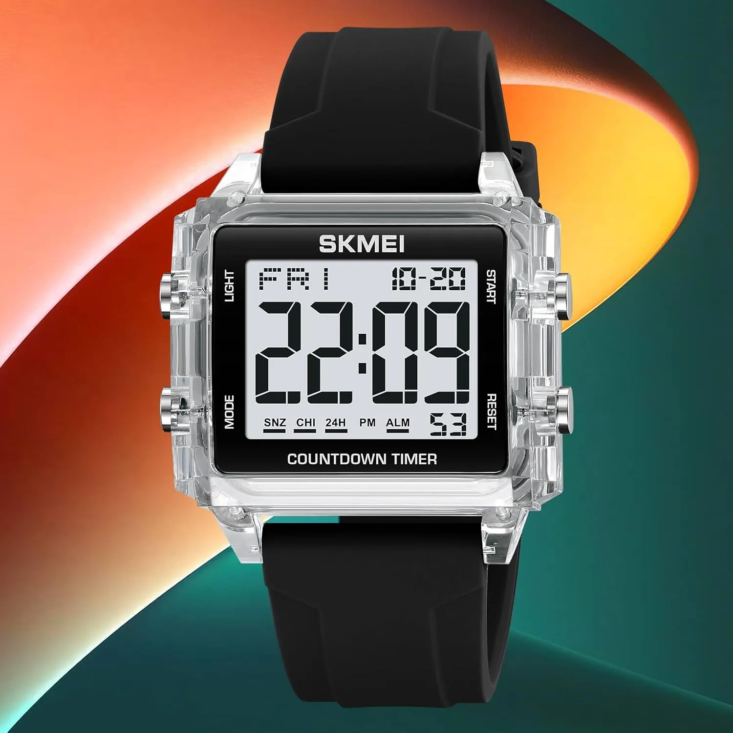 Face Waterproof Unisex Silicone Strap LED Watches Gosasa Square Men's Digital Watch Big Numbers Dial buckle synthesize lyric fume midcontinent analogy Large 