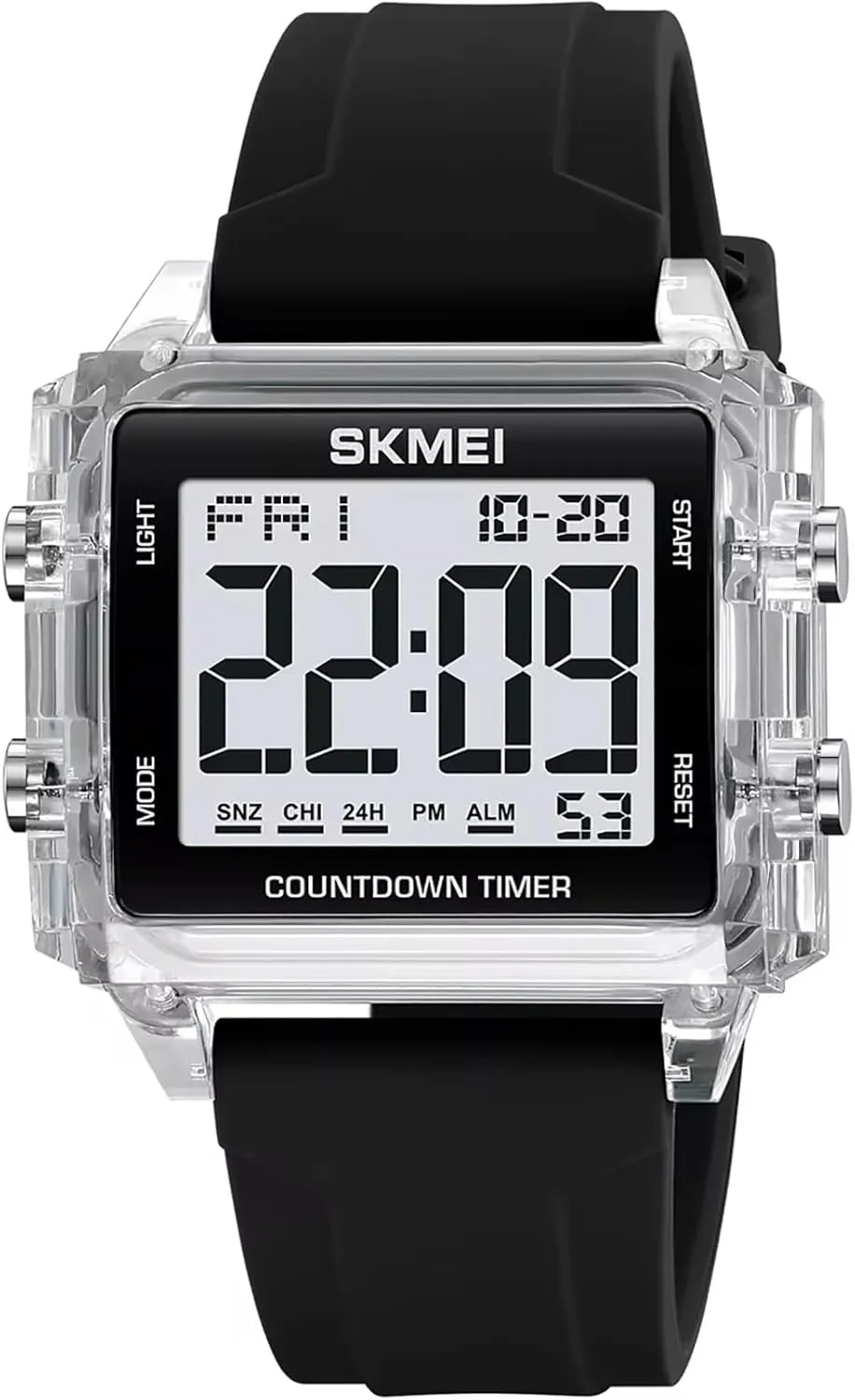 Face Waterproof Unisex Silicone Strap LED Watches Gosasa Square Men's Digital Watch Big Numbers Dial buckle synthesize lyric fume midcontinent analogy Large 