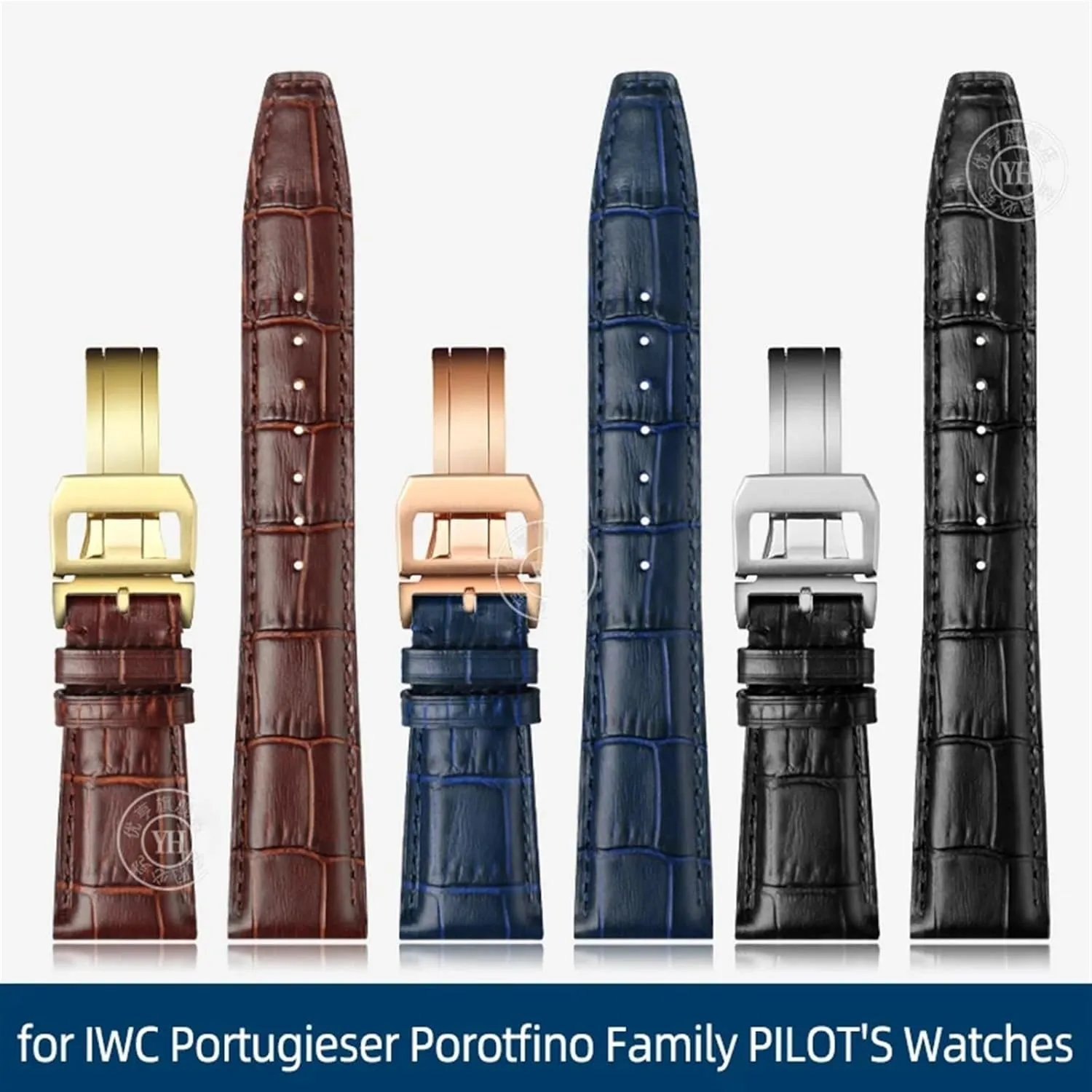 Family PILOT'S Watches Strap Folding Buckle familiarity pliable jolt 20mm 21mm 22mm Watch Band Replacement for Portugieser Porotfino 