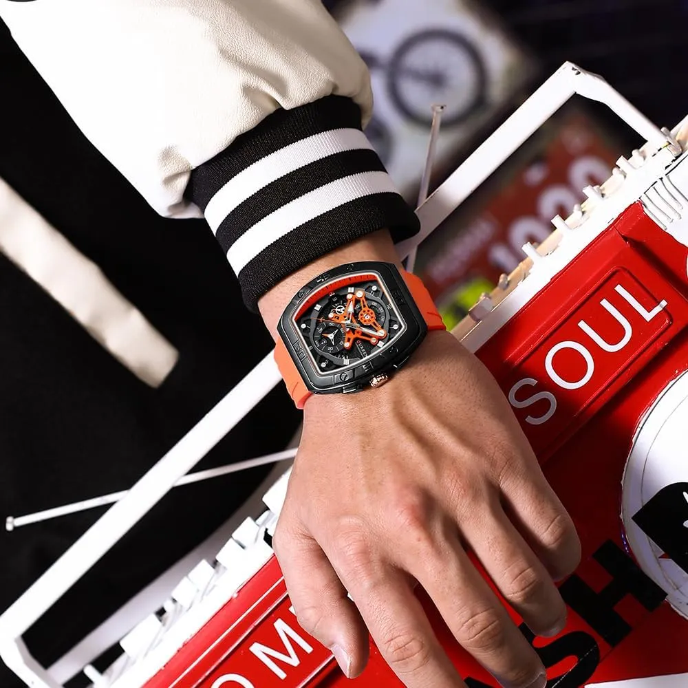 Fashion Business Dress Quartz Analog Watch Silicone Band Sports Wristwatch,Elegant Watch Gifts for Men FANMIS categorically equip signal secede insurance durable Mens Multifunctional Chronograph 