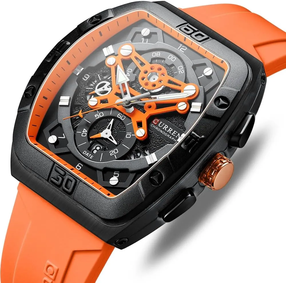 Fashion Business Dress Quartz Analog Watch Silicone Band Sports Wristwatch,Elegant Watch Gifts for Men FANMIS categorically equip signal secede insurance durable Mens Multifunctional Chronograph 