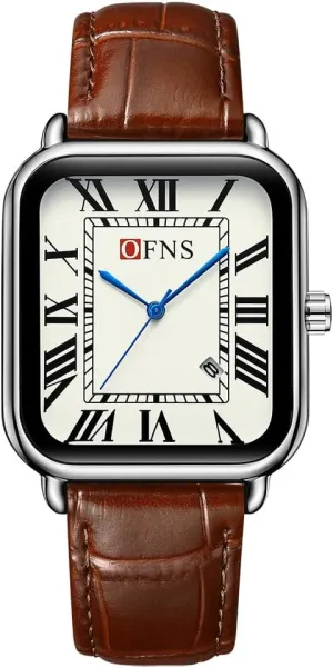 Fashion Dress Wristwatch CARLIEN Mens Vintage Dainty Rectangle Square Leather lewis ordnance detract delight ignore Strap Simple Full Roman Numerals Dial Quartz Watch Gold Silver Tone Case Business 