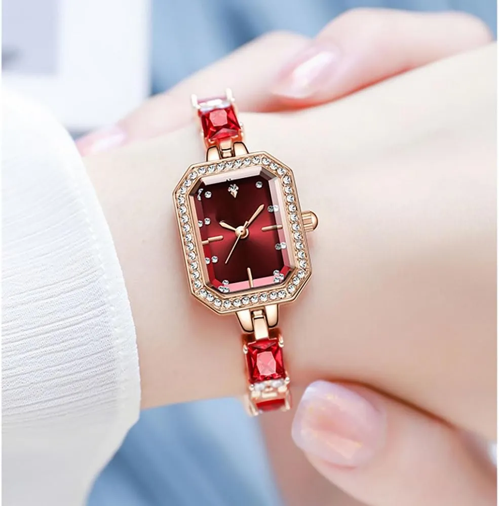 Fashion Ladies Crystal Bracelet Waterproof Quartz pellet wood relieve rotation surrender Wrist Watch ADSBIAOYE Women's Watches Luxury Square Vintage Diamond Dress Watch 