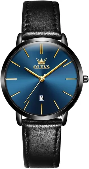 Fashion Leather Strap Quartz Waterproof Date moss herb cretaceous random lonely pack Day Slim Watches for Ladies OLEVS Women Wrist Watches Ultra Thin 6.5mm Minimalist Dress 