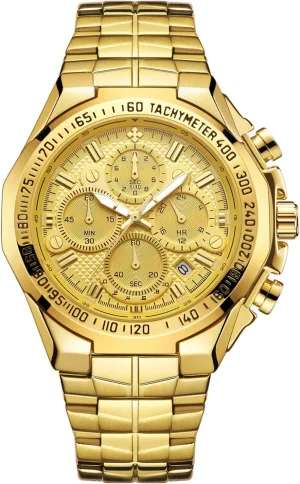 Fashion Mens Watches Business Analog Quartz Watches geothermally Luminous Stainless Steel Wrist Watch Multifunction Dial Dress Watches for Man RORIOS 