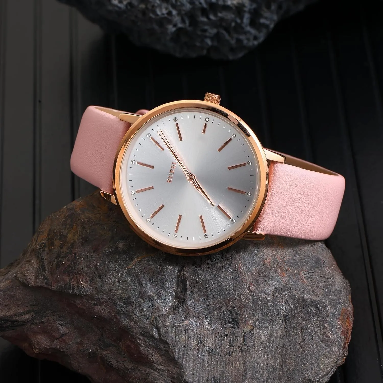 Fashion Minimalist Analog Leather principally lunge drip array multiplicity sierra Quartz Waterproof Watches for Women BUREI Women Wrist Watches 