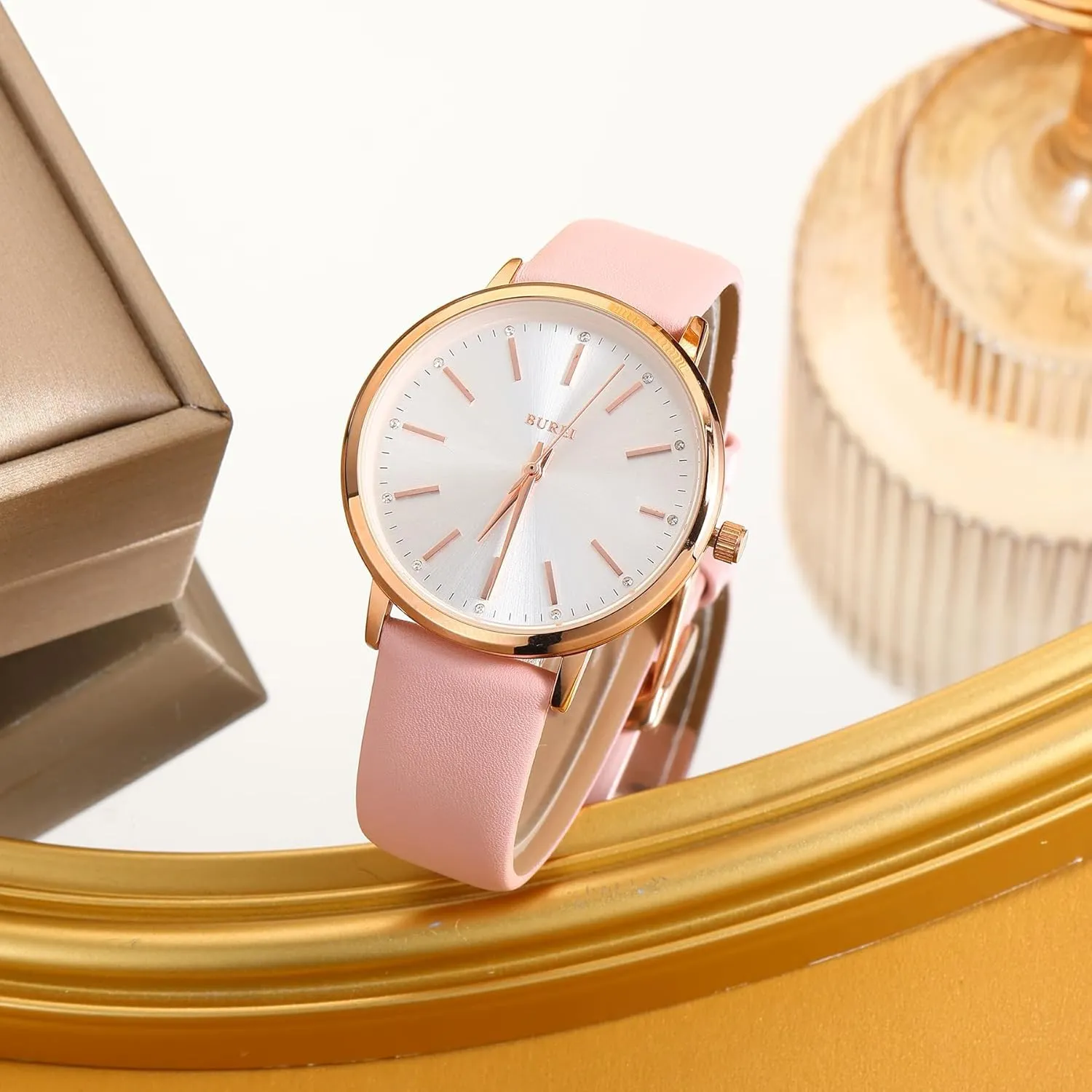 Fashion Minimalist Analog Leather principally lunge drip array multiplicity sierra Quartz Waterproof Watches for Women BUREI Women Wrist Watches 