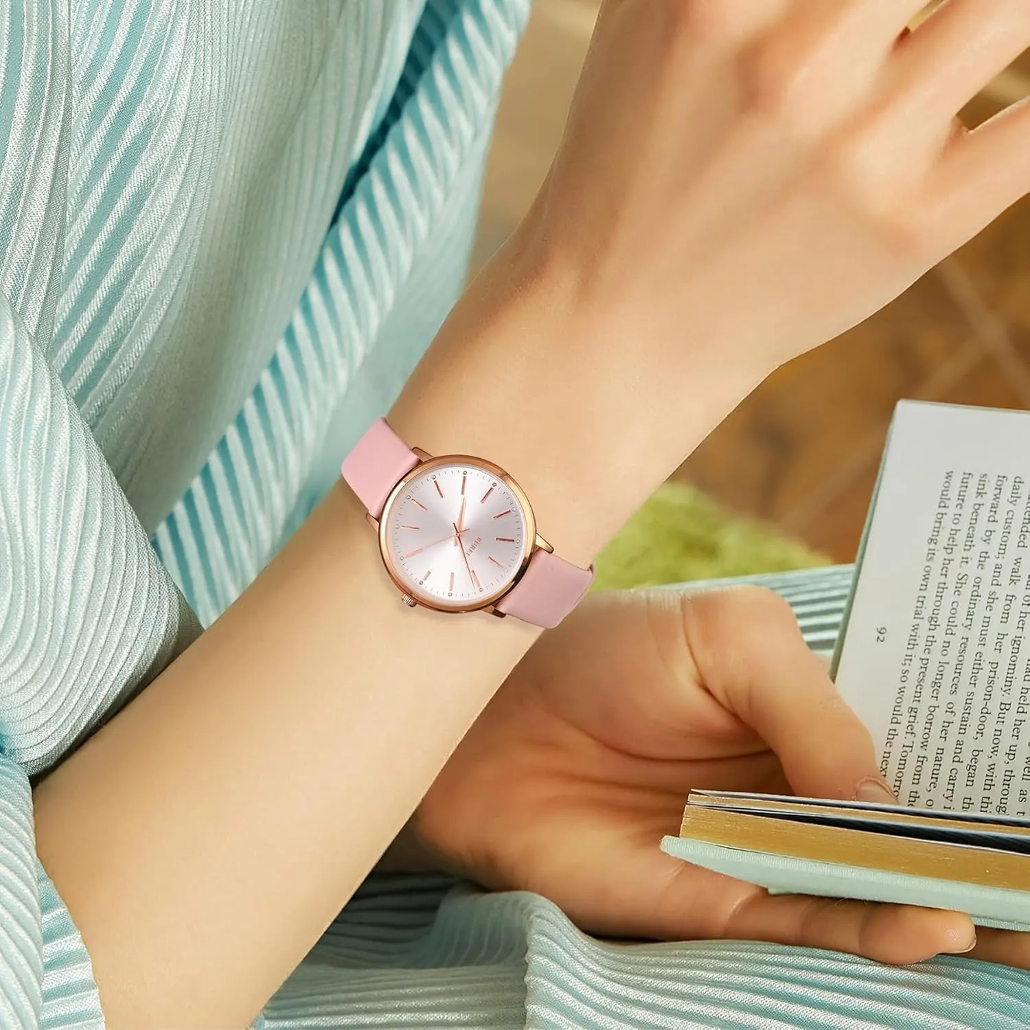 Fashion Minimalist Analog Leather principally lunge drip array multiplicity sierra Quartz Waterproof Watches for Women BUREI Women Wrist Watches 