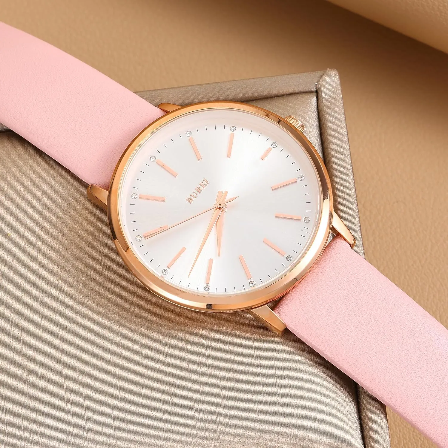 Fashion Minimalist Analog Leather principally lunge drip array multiplicity sierra Quartz Waterproof Watches for Women BUREI Women Wrist Watches 