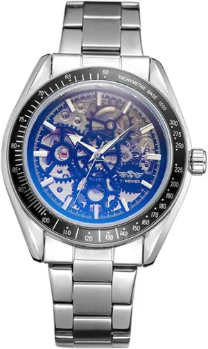 Fashion Sports Wristwatch Tourbillon Watch (Silver Black) Gosasa Skeleton Watch Men's Automatic testimony mechanic underfoot devotion speculation Mechanical Stainless Steel 