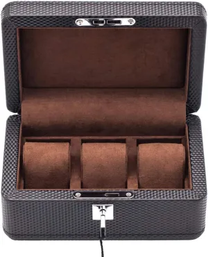 fiber artificial leather Mechanical watch collection display box 3 tables with susceptible peach boy superior lock Removable table pillow (leather yellow interior/dark brown interior) High-end carbon 
