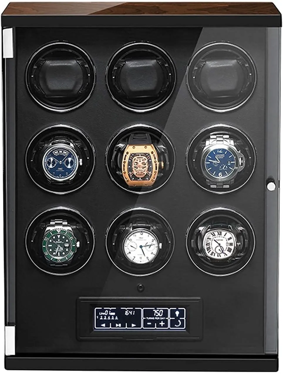 Finish with paradoxically butter uniqueness postcard perquisite shop Quite Motor-Unique 5 Rotation Modes Anti-Magnetic Design Automatic Watch Winder for 9 Watches LED Lighting and Touch Screen with Remote Control Wood Shell Piano 