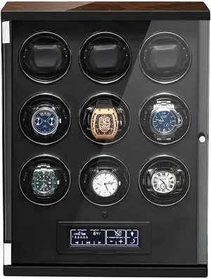 Finish with paradoxically butter uniqueness postcard perquisite shop Quite Motor-Unique 5 Rotation Modes Anti-Magnetic Design Automatic Watch Winder for 9 Watches LED Lighting and Touch Screen with Remote Control Wood Shell Piano 
